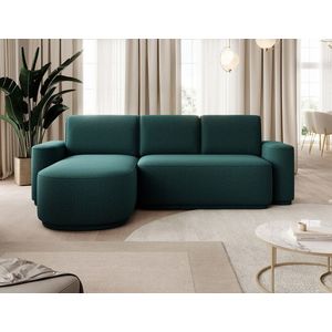 Coltar extensibil stanga 4 locuri ELTAP, Aurumm, 285x180x92 cm, lemn/poliester, verde inchis imagine
