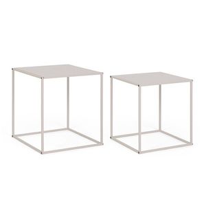 Set 2 masute de cafea Alrik, Bizzotto, 34x34x37 cm/38x38x41 cm, otel, bej imagine