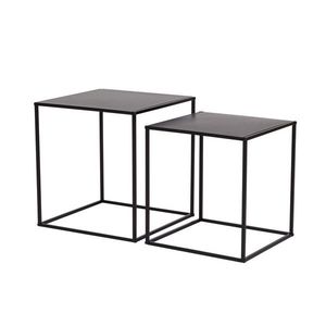 Set 2 masute de cafea Alrik, Bizzotto, 34x34x37 cm/38x38x41 cm, otel, negru imagine