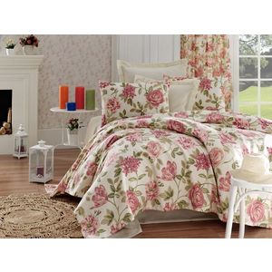 Set cuvertura pique dubla, Care - Pink v2, EnLora Home, Bumbac imagine