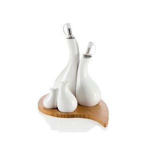 Oliviera cu suport, 4 piese, Brandani, Ø20 cm, sticla/lemn de bambus imagine