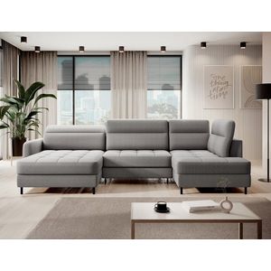 Coltar extensibil stanga 4 locuri ELTAP, LT-03MAN, Berrto, 306x165x100 cm, lemn/poliester, gri inchis imagine