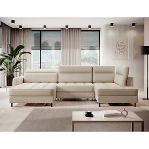 Coltar extensibil stanga 4 locuri ELTAP, LT-18MAN, Berrto, 306x165x100 cm, lemn/poliester, bej imagine