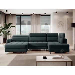 Coltar extensibil stanga 4 locuri ELTAP, LT-38MAN, Berrto, 306x165x100 cm, lemn/poliester, verde inchis imagine