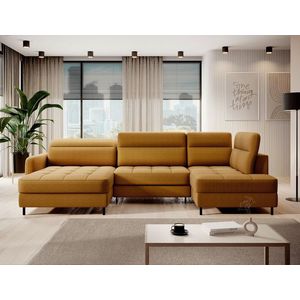 Coltar extensibil stanga 4 locuri ELTAP, LT-45MAN, Berrto, 306x165x100 cm, lemn/poliester, mustar imagine