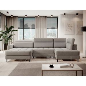 Coltar extensibil stanga 4 locuri ELTAP, LT-03RAQ, Berrto, 306x165x100 cm, lemn/poliester, gri imagine