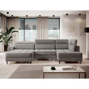 Coltar extensibil stanga 4 locuri ELTAP, LT-04RAQ, Berrto, 306x165x100 cm, lemn/poliester, gri inchis imagine