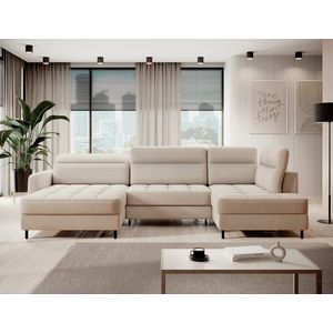 Coltar extensibil stanga 4 locuri ELTAP, LT-18RAQ, Berrto, 306x165x100 cm, lemn/poliester, bej imagine