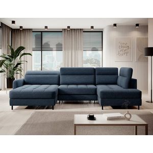 Coltar extensibil stanga 4 locuri ELTAP, LT-40RAQ, Berrto, 306x165x100 cm, lemn/poliester, albastru inchis imagine