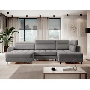 Coltar extensibil stanga 4 locuri ELTAP, LT-03TOS, Berrto, 306x165x100 cm, lemn/poliester, gri inchis imagine