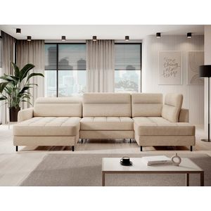 Coltar extensibil stanga 4 locuri ELTAP, LT-18TOS, Berrto, 306x165x100 cm, lemn/poliester, bej deschis imagine