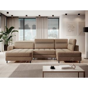 Coltar extensibil stanga 4 locuri ELTAP, LT-20TOS, Berrto, 306x165x100 cm, lemn/poliester, maro deschis imagine