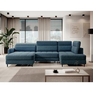 Coltar extensibil stanga 4 locuri ELTAP, LT-40TOS, Berrto, 306x165x100 cm, lemn/poliester, albastru imagine