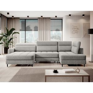 Coltar extensibil stanga 4 locuri ELTAP, LT-04AUB, Berrto, 306x165x100 cm, lemn/poliester, gri deschis imagine
