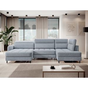 Coltar extensibil stanga 4 locuri ELTAP, LT-100AUB, Berrto, 306x165x100 cm, lemn/poliester, albastru deschis imagine