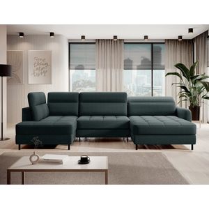 Coltar extensibil dreapta 4 locuri ELTAP, RT-38MAN, Berrto, 306x165x100 cm, lemn/poliester, verde inchis imagine