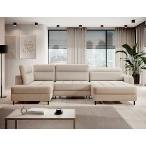 Coltar extensibil dreapta 4 locuri ELTAP, RT-18RAQ, Berrto, 306x165x100 cm, lemn/poliester, bej imagine