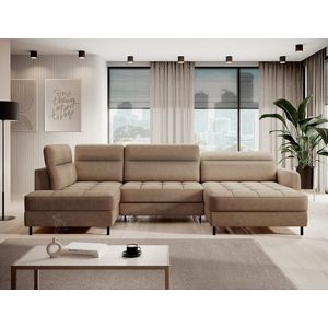 Coltar extensibil dreapta 4 locuri ELTAP, RT-20TOS, Berrto, 306x165x100 cm, lemn/poliester, maro deschis imagine