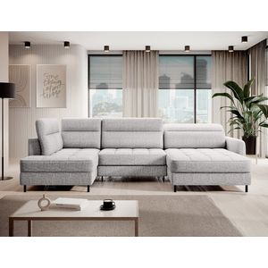 Coltar extensibil dreapta 4 locuri ELTAP, RT-03AUB, Berrto, 306x165x100 cm, lemn/poliester, gri deschis imagine