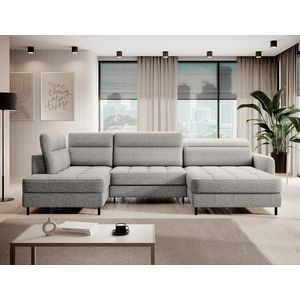 Coltar extensibil dreapta 4 locuri ELTAP, RT-04AUB, Berrto, 306x165x100 cm, lemn/poliester, gri deschis imagine