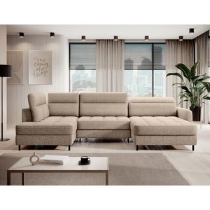 Coltar extensibil dreapta 4 locuri ELTAP, RT-20AUB, Berrto, 306x165x100 cm, lemn/poliester, bej inchis imagine