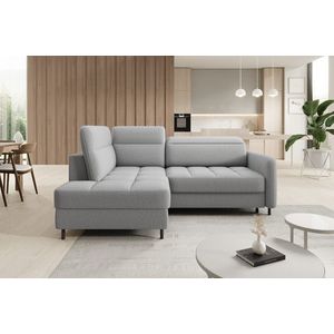 Coltar extensibil stanga 3 locuri ELTAP, LT-04ROY, Barea, 208x160x100 cm, lemn/poliester, gri deschis imagine