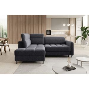 Coltar extensibil stanga 3 locuri ELTAP, LT-05AS, Barea, 208x160x100 cm, lemn/poliester, gri inchis imagine