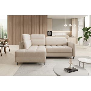 Coltar extensibil stanga 3 locuri ELTAP, LT-18MAN, Barea, 208x160x100 cm, lemn/poliester, bej deschis imagine