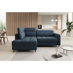 Coltar extensibil stanga 3 locuri ELTAP, LT-40MAN, Barea, 208x160x100 cm, lemn/poliester, albastru inchis imagine