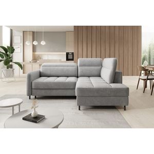 Coltar extensibil dreapta 3 locuri ELTAP, RT-03NU, Barea, 208x160x100 cm, lemn/poliester, gri deschis imagine