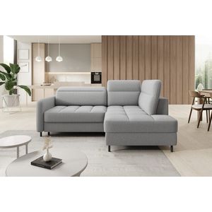 Coltar extensibil dreapta 3 locuri ELTAP, RT-04ROY, Barea, 208x160x100 cm, lemn/poliester, gri deschis imagine