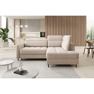 Coltar extensibil dreapta 3 locuri ELTAP, RT-18RAQ, Barea, 208x160x100 cm, lemn/poliester, bej imagine