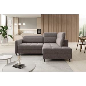 Coltar extensibil dreapta 3 locuri ELTAP, RT-20AS, Barea, 208x160x100 cm, lemn/poliester, maro deschis imagine