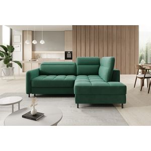 Coltar extensibil dreapta 3 locuri ELTAP, RT-35LU, Barea, 208x160x100 cm, lemn/poliester, verde inchis imagine