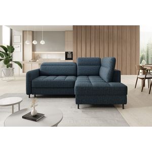 Coltar extensibil dreapta 3 locuri ELTAP, RT-40MAN, Barea, 208x160x100 cm, lemn/poliester, albastru inchis imagine