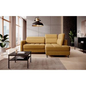 Coltar extensibil dreapta 3 locuri ELTAP, RT-45MAN, Barea, 208x160x100 cm, lemn/poliester, mustar imagine