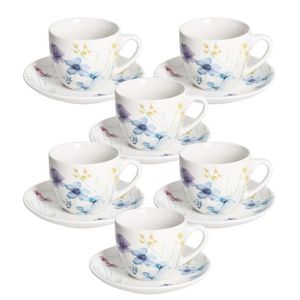 Set 6 cesti de ceai cu farfurie Iris Florenne, Tognana, 200 ml, New Bone China, multicolor imagine