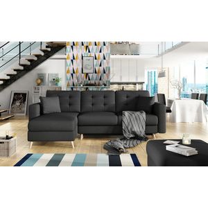 Coltar extensibil reversibil 3 locuri ELTAP, AsgL-01, Asgard, 248x162x93 cm, lemn/poliester, negru imagine