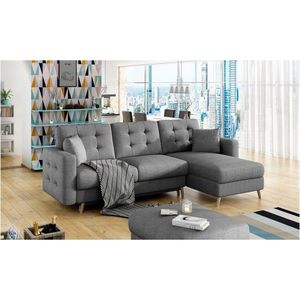 Coltar extensibil reversibil 3 locuri ELTAP, AsgL-02, Asgard, 248x162x93 cm, lemn/poliester, gri inchis imagine