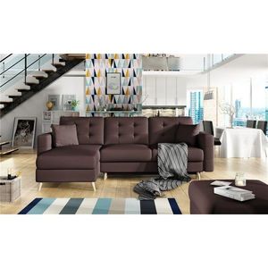 Coltar extensibil reversibil 3 locuri ELTAP, AsgL-06, Asgard, 248x162x93 cm, lemn/poliester, maro imagine