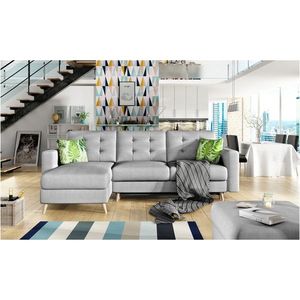 Coltar extensibil reversibil 3 locuri ELTAP, AsgL-12, Asgard, 248x162x93 cm, lemn/poliester, gri deschis imagine