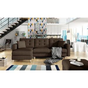 Coltar extensibil reversibil 3 locuri ELTAP, AsgL-13, Asgard, 248x162x93 cm, lemn/poliester, maro imagine
