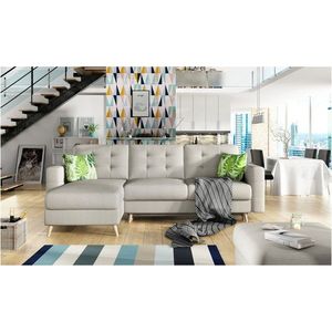 Coltar extensibil reversibil 3 locuri ELTAP, AsgL-18, Asgard, 248x162x93 cm, lemn/poliester, bej deschis imagine