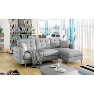 Coltar extensibil reversibil 3 locuri ELTAP, AsgL-19, Asgard, 248x162x93 cm, lemn/poliester, gri deschis imagine