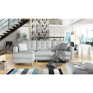 Coltar extensibil reversibil 3 locuri ELTAP, AsgL-22, Asgard, 248x162x93 cm, lemn/poliester, gri deschis imagine