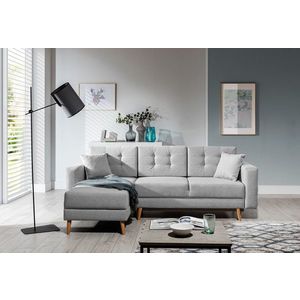 Coltar extensibil reversibil 3 locuri ELTAP, AsgL-23, Asgard, 248x162x93 cm, lemn/poliester, gri deschis imagine