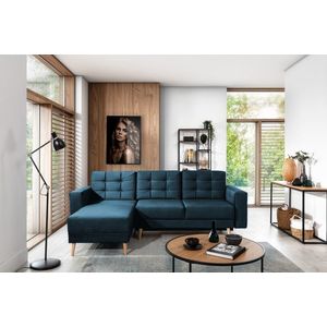 Coltar extensibil reversibil 3 locuri ELTAP, AsgL-25, Asgard, 248x162x93 cm, lemn/poliester, albastru inchis imagine