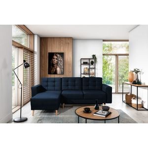 Coltar extensibil reversibil 3 locuri ELTAP, AsgL-61, Asgard, 248x162x93 cm, lemn/poliester, albastru inchis imagine