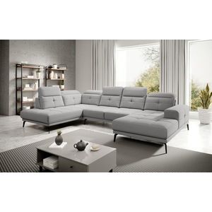 Coltar stanga 6 locuri ELTAP, LT-04GO, Bretan, 350x205x107 cm, lemn/poliester, gri deschis imagine