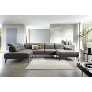 Coltar stanga 6 locuri ELTAP, LT-04LO, Bretan, 350x205x107 cm, lemn/poliester, gri imagine